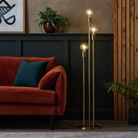 Habitat Exposed Bulb 3 Light Floor Lamp - Brass