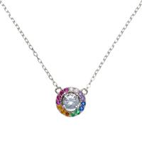 Revere Sterling Silver Cubic Zirconia Rainbow Necklace