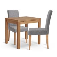 Habitat Clifton Wood Dining Table & 2 Grey Chairs