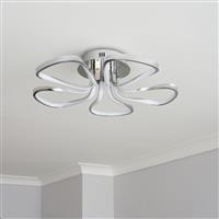 BHS Corolla Metal 5 Petals LED Flush Ceiling Light - Chrome