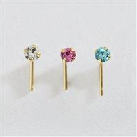 Revere 9ct Yellow Gold Crystal Nose Stud - Set of 3