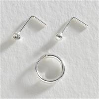 Revere Sterling Silver Crystal Nose Stud - Set of 3