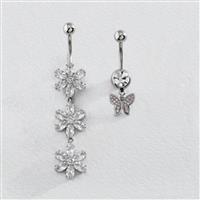 Revere Silver Colour Crystal Butterfly Belly Bars - Set of 2