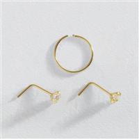 Revere 9ct Yellow Gold Hoop and Nose Studs - Set of 3