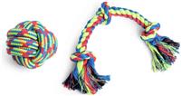 Petface Triple Knot Rope Dog Toy and Ball Set
