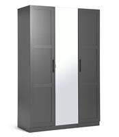 Habitat Munich Panelled 3 Door Mirror Wardrobe - Anthracite