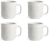 Habitat Wax Resist Set of 4 Stoneware Mugs - Cream