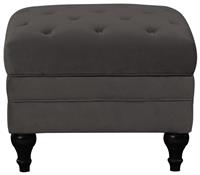 Habitat Chesterfield Velvet Footstool - Charcoal