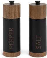 Habitat Acacia Wood Salt and Pepper Mill Set - Black