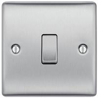 BG Nexus 20A Single Wall Light Switch 2 Way - Brushed Steel
