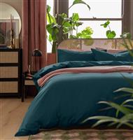 Habitat Cotton Linen Look Plain Navy Bedding Set - Single