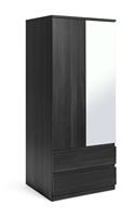 Habitat Jenson 2 Door 2 Drawer Mirror Wardrobe - Black Brown