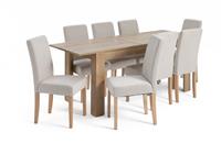 Argos Home Miami Wood Effect Dining Table & 8 Cream Chairs