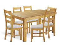 Argos Home Ashwell Extending Table & 6 Oak & Grey Chairs