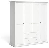 Tvilum Paris 4 Door 2 Drawer Wardrobe - White