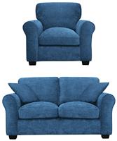 Argos Home Taylor Fabric Chair & 2 Seater Sofa - Navy