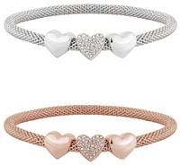 Lipsy Rose Gold and Silver Colour Crystal Heart Bracelet