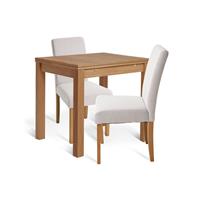 Habitat Clifton Natural Dining Table & 2 Cream Chairs