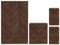 GFW Catania 4 Piece 3 Door Wardrobe Set - Walnut