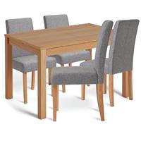 Habitat Clifton Wood Extending Dining Table & 4 Grey Chairs