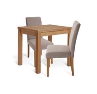 Habitat Clifton Natural Dining Table & 2 Brown Chairs