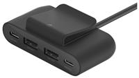 Belkin 4 Port Power Extender Dual USB-C and USB-A 2m - Black