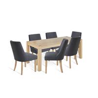 Habitat Alston Wood Extending Table & 6 Charcoal Chairs