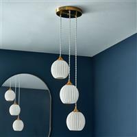 Shore Light Leah Porcelain 3 Light Pendant Light- Satin Gold