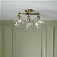 Shore Light Quill Glass Flush Ceiling Light - Antique Brass