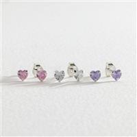 Revere Kid's Sterling Silver Heart Stud Earrings Set of 3