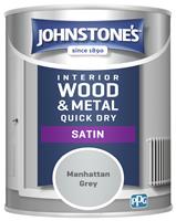 Johnstone's Wood & Metal Satin Paint - Manhattan Grey 750ml