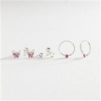 Revere Kid's Sterling Silver Stud and Hoop Earrings Set of 3