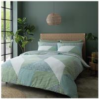 Catherine Lansfield Geometric Print Green Bedding Set-Double