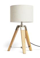 Habitat Lyle Wooden 46cm Tripod Table Lamp - Natural & Cream