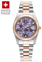 Jacques Du Manoir Ladies Purple Flower Dial Bracelet Watch