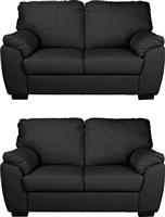 Argos Home Milano Pair of Leather 2 Seater Sofa - Black