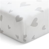 Habitat Hearts Printed White Fitted Sheet - Single