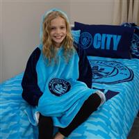 Manchester City FC Fleece Blue Hooded Blanket - Medium
