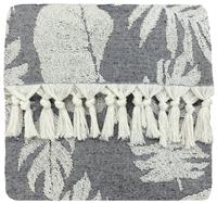 furn Tropics Botanical Patterned Beach Towel - Black
