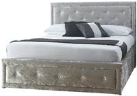 GFW Hollywood Crushed Velvet Double Bed Frame - Silver