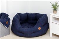 Petface Midnight Blue Tweed Oval Dog Bed - Medium