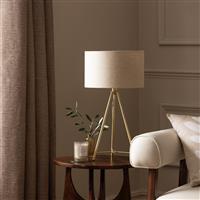 Habitat Leone 53cm Metal Tripod Table Lamp - Brass & Natural