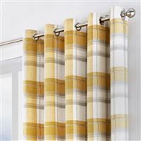 Fusion Balmoral Check Fully Lined Eyelet Curtains - Ochre