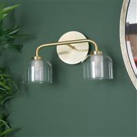 Shore Light Ava Metal & Glass 2 Light Wall Light - Gold