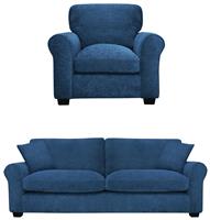 Argos Home Taylor Fabric Chair & 4 Seater Sofa - Blue