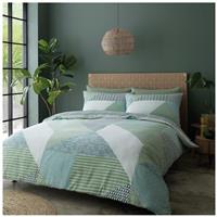 Catherine Lansfield Geometric Print Green Bedding Set-King