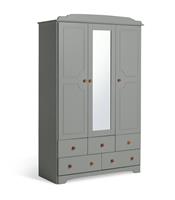 Argos Home Nordic 3 Door 5 Drawer Mirror Wardrobe - Grey