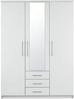 Argos Home Normandy 3 Door 3 Drawer Mirror Wardrobe - White