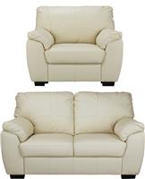 Argos Home Milano Leather Chair and 2 Seater Sofa - Ivory
