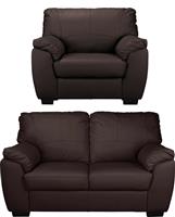 Argos Home Milano Leather Chair & 2 Seater Sofa - Chocolate